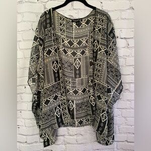 Living Doll Monochrome Geometric Kimono